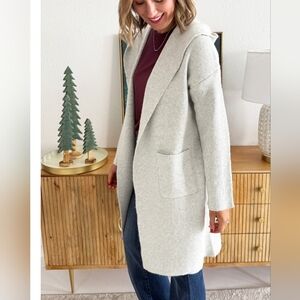Womens Hooded Oversized Cardifan Overcoat W Pockets